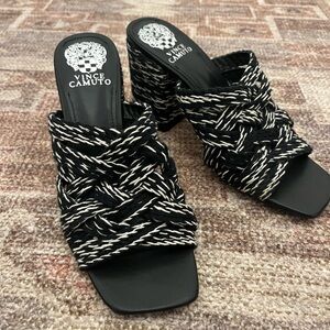 Vince Camuto Carindil Black Textured Block Heels